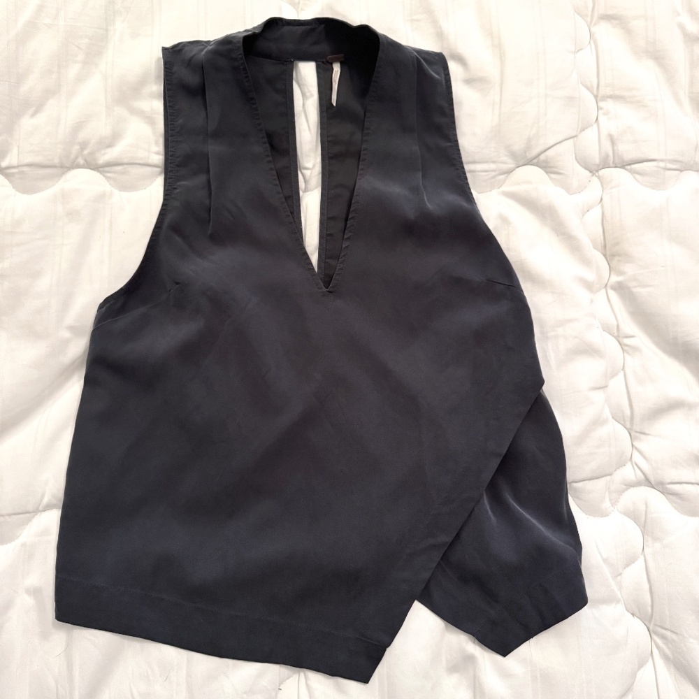 Free People Faux Wrap Deep V Top – Elevated Basic Minimalist Chic -- XS (S)